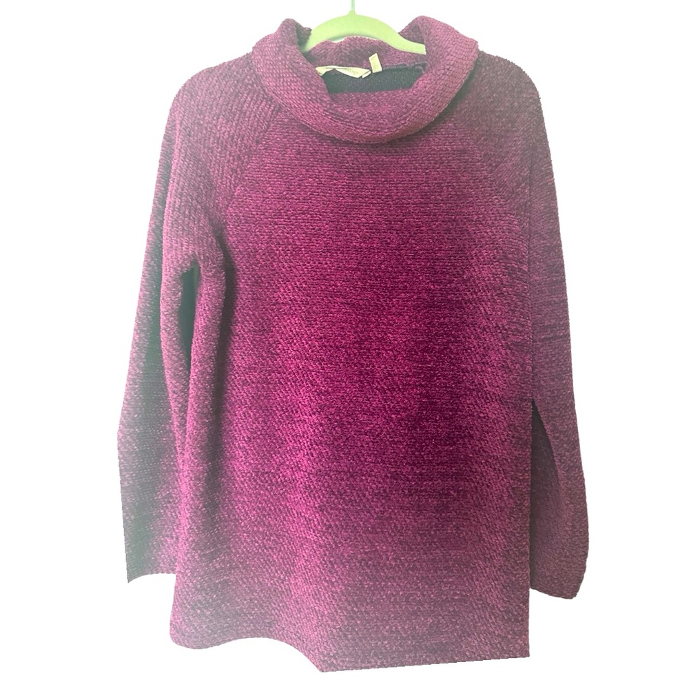 Soft Surroundings Chenille Sweater Women’s Purple Back Buttons - Picture 2 of 6